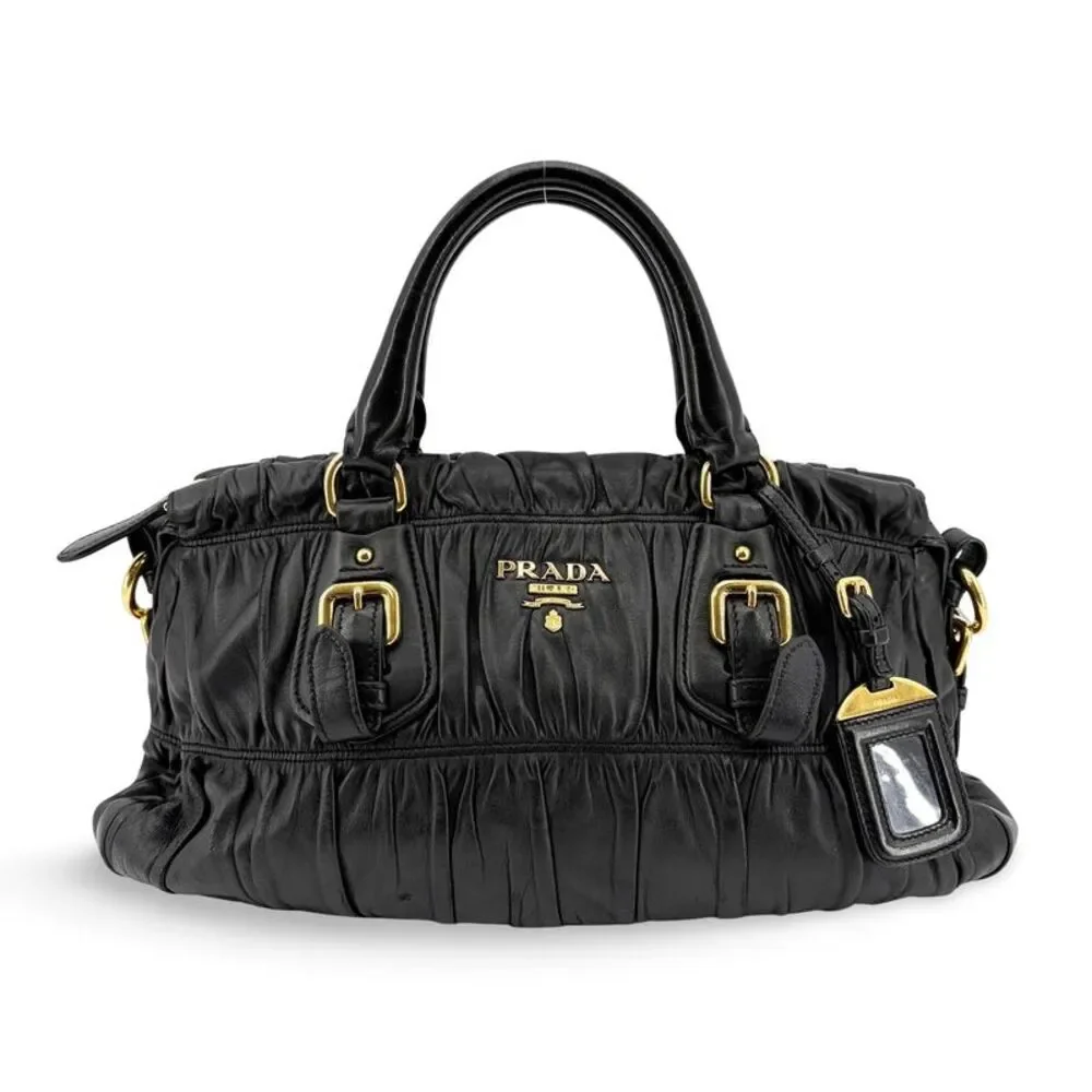 Prada Napa Gaufré Tote Bag Black with Gold Hardware